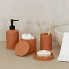 Porta Algodão de Resina com Tampa Minimalista Terracota Oikos