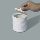 Porta Algodão para Banheiro Mármore Branco Contorno Oikos