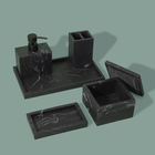 Porta Algodão para Banheiro Mármore Preto Oikos