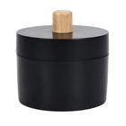 Porta Algodão Plástico e Madeira Redondo Preto Scandi Sensea