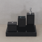 Porta Algodão Preto em Vidro Espelhada Mabruk