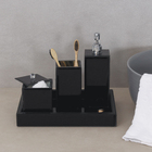 Porta Algodão Preto em Vidro Espelhada Mabruk