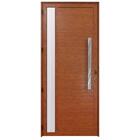 Porta Alumínio Lambril Com Visor Madeiro Esquerda - 210x100