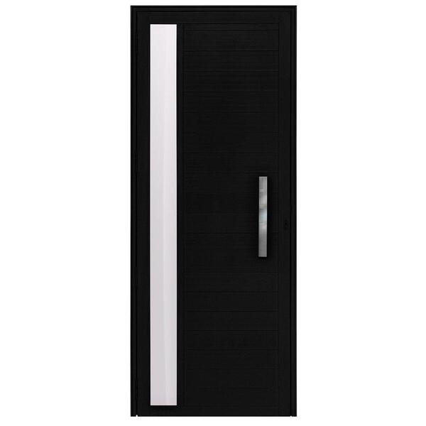 Porta Alumínio Lambril Com Visor Preto Direita - 210x60