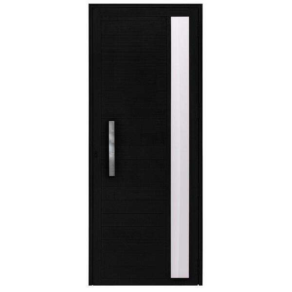 Porta Alumínio Lambril Com Visor Preto Direita - 210x90