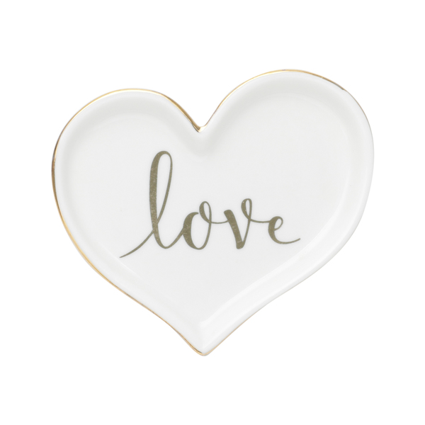 Porta Aneis Ceramica Heart Love  9,1x8x1,3 Cm