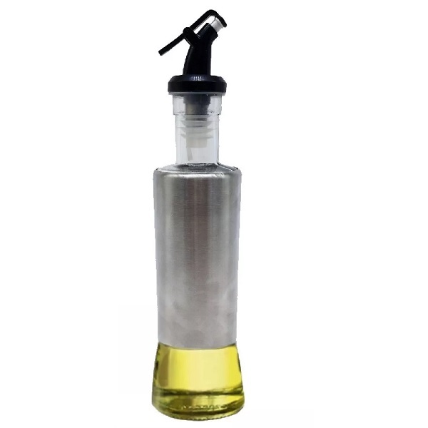 Porta Azeite Ou Vinagre Com Dosador Vidro E Inox 300 Ml Galhe