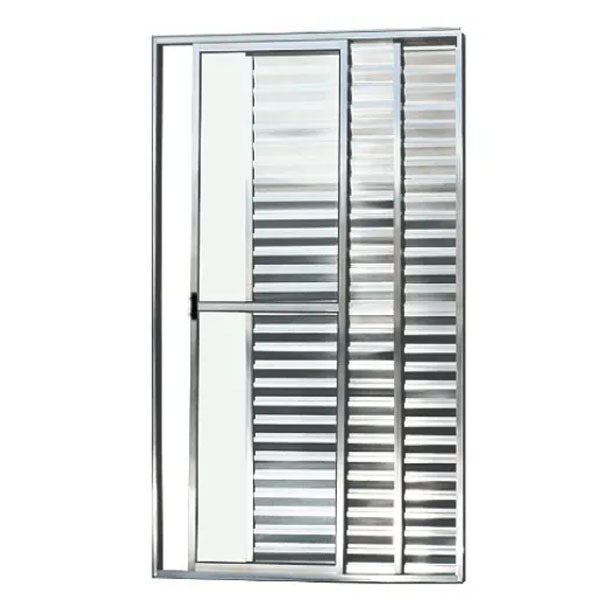 Porta Balcão 3 Folhas Aluminio Brilhante C/trinco 2.10x1.20