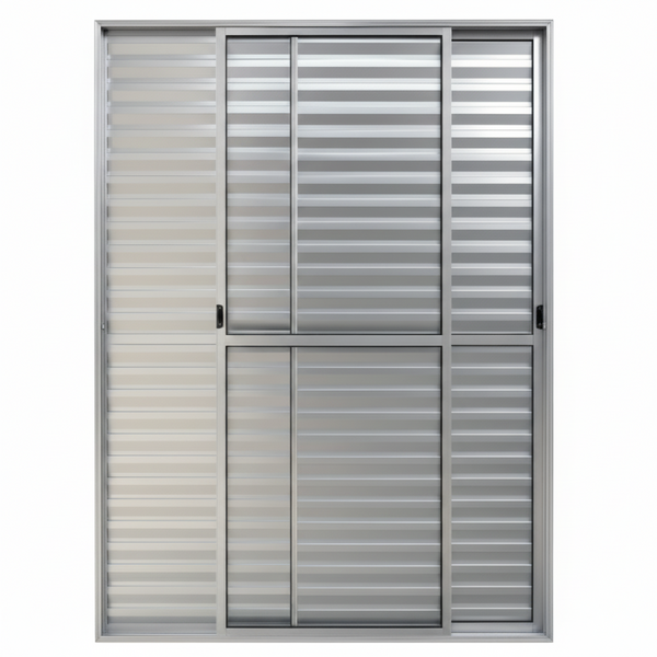 Porta Balcão 3 Folhas Móveis Aluminio Brilhante C/ Trinco 2,1