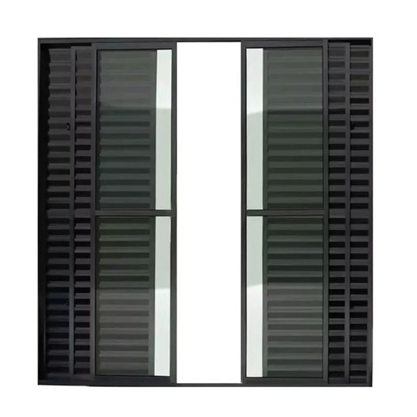 Porta Balcao 6  Folhas Aluminio Preto C/trinco 2,10x1.50