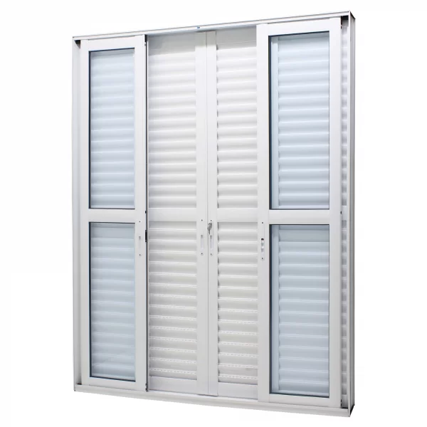 Porta Balcão Alumínio Branco 215x200x13,1cm 6 Folhas Com Fech