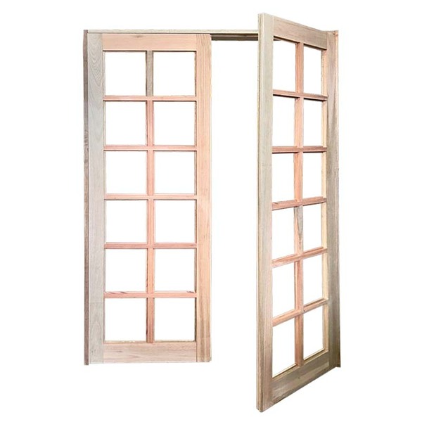 Porta Balcão De Abrir Quadriculada Reta De Madeira Padrão Ced