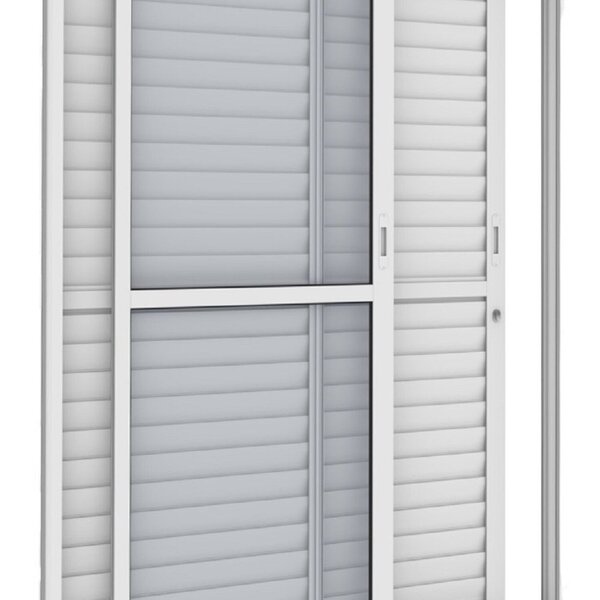Porta Balcão De Aluminio 210x120cm 3 Folhas Com Travessa E Vi