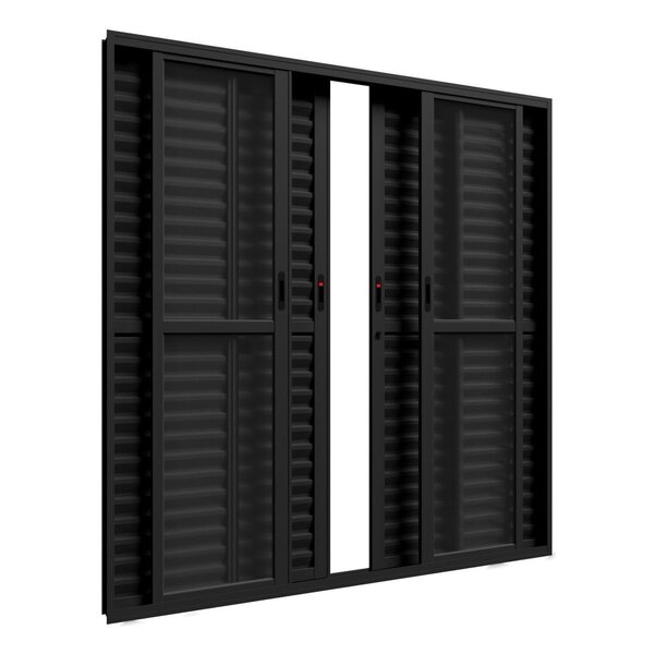 Porta Balcão De Aluminio 210x200cm 6 Folhas Com Travessa E Vi
