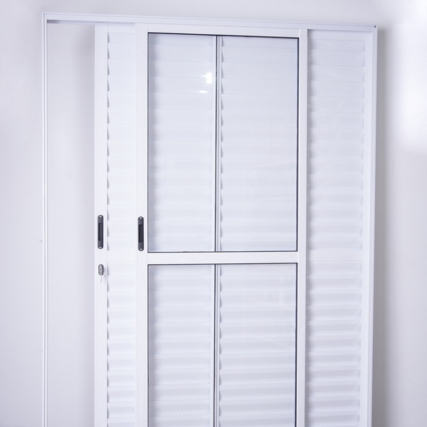 Porta Balcão De Alumínio Branco Com 03 Folhas Fechadura Exter