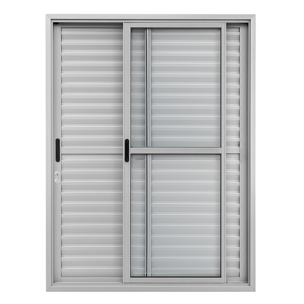 Porta Balcão De Aluminio Brilhante 3 Folhas Linha 25 Com Fech