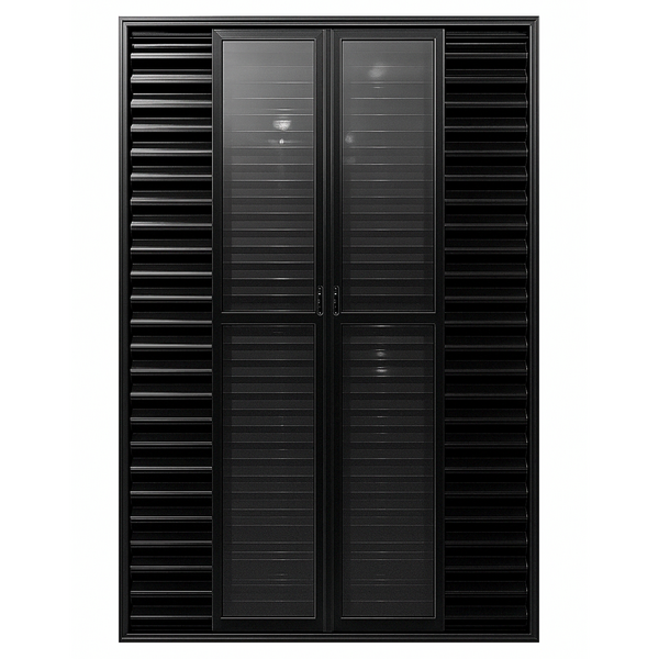 Porta Balcão De Aluminio Preto 6 Folhas Com Trinco 2,10x1,50