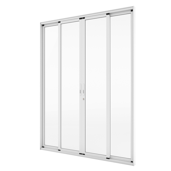 Porta Balcão de Correr 4 Folhas Alumínio Branco Sob Medida Allufort