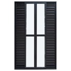 Porta Balcão De Correr Com Veneziana De Alumínio Preto 6 Folh