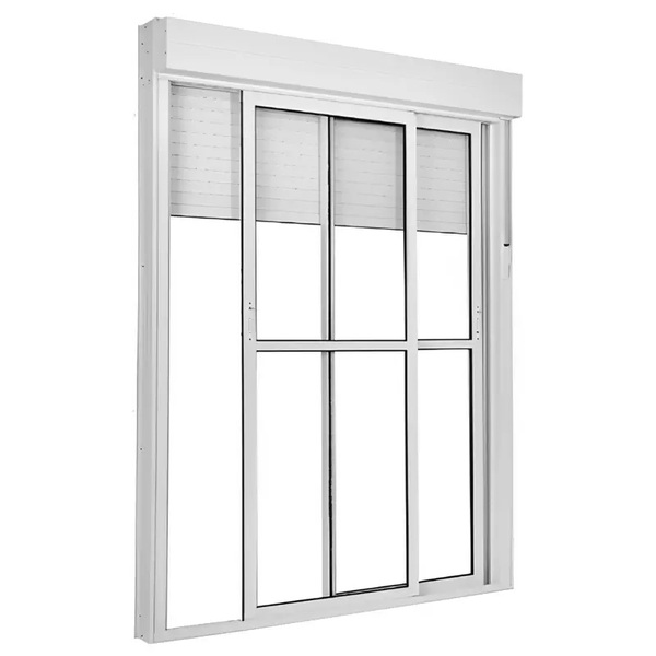 Porta Balcão De Correr De Alumínio Branco 2 Folhas Móveis Com