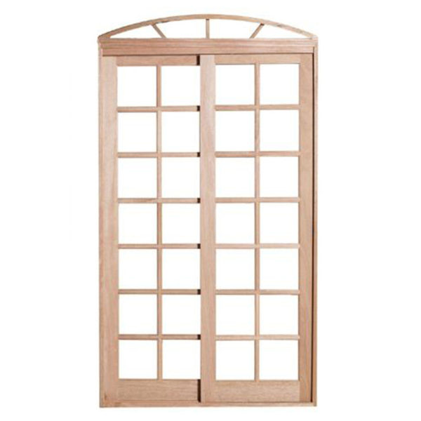 Porta Balcão De Correr De Madeira Cedro Arana 2 Folhas Em Arc