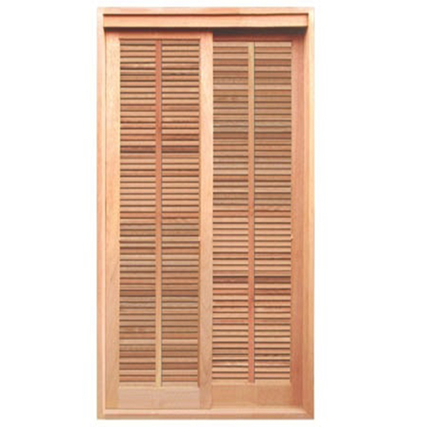 Porta Balcão De Correr De Madeira Cedro Arana Com Veneziana 3