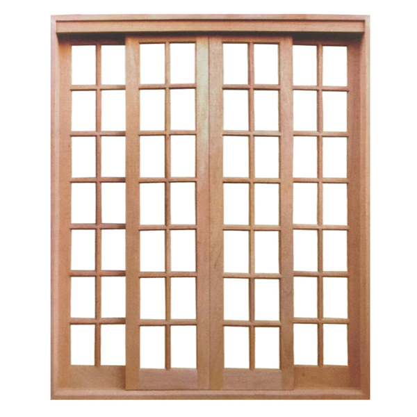 Porta Balcão De Correr De Madeira Cedro Arana Quadriculada Re