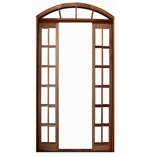 Porta Balcão De Correr De Madeira Itaúba Quadriculada Em Arco