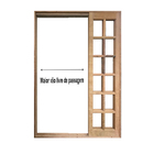 Porta Balcão De Correr De Madeira Itaúba Quadriculada Purgato