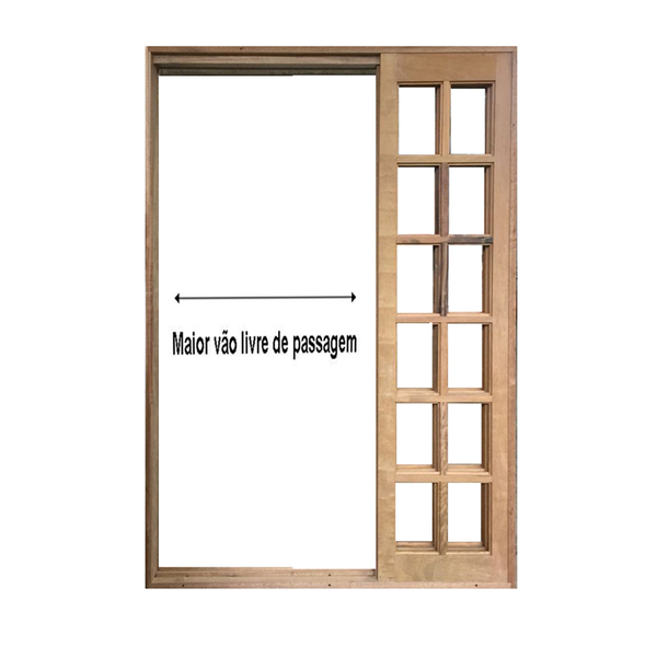 Porta Balcão De Correr De Madeira Itaúba Quadriculada Purgato