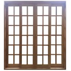 Porta Balcão De Correr De Madeira Itaúba Quadriculada Reto Es