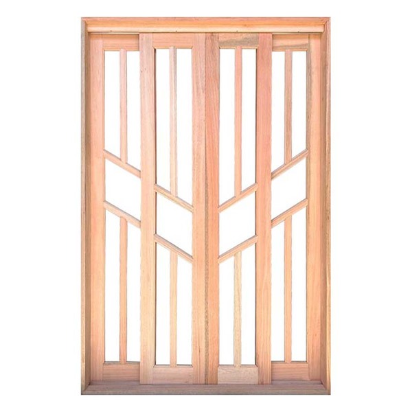 Porta Balcão De Correr De Madeira Padrão Cedro Diamante Reto