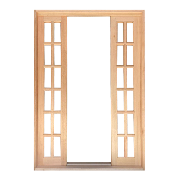 Porta Balcão De Correr De Madeira Padrão Cedro Quadriculada R