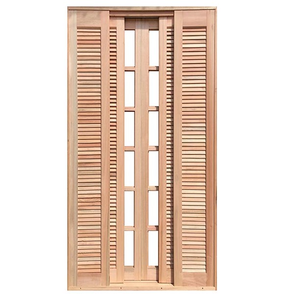 Porta Balcão De Correr De Madeira Padrão Cedro Veneziana Reto