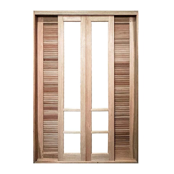 Porta Balcão De Correr De Madeira Padrão Cedro Veneziana Safi