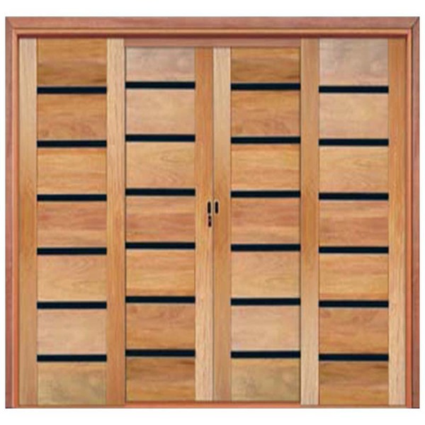 Porta Balcão De Correr Madeira Cedro Arana Com Frisos Preto