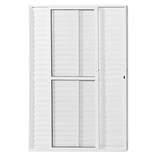 Porta Balcão Em Alumínio Branco 210x150x10 Cm 3 Folhas Direit