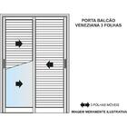 Porta Balcão Veneziana 03 Folhas Preto Maxx - 2,10x1,50m