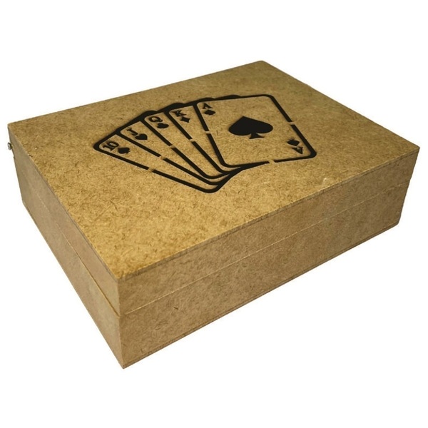 Porta Baralho Em Mdf Retangular Cru 16,5x12,5x5cm - Decorss