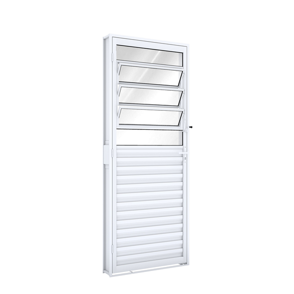 Porta Basculante de Giro Aço Pintado Branco 2,15x0,85m 12cm Lado Direito Linha Riobras Pronta Ullian