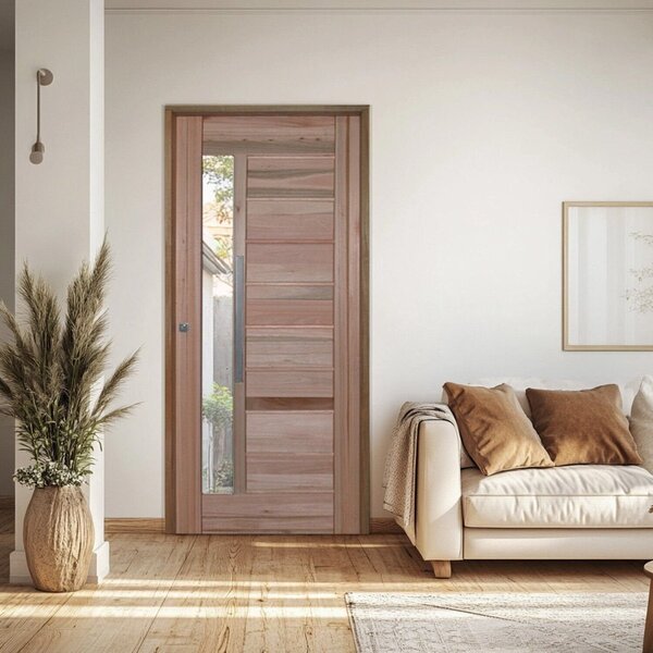 Porta Batente Eucalipto 14 Puxador Barra Chata 80 Cm 82cm X 2