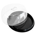 Porta Bolo De Plástico Preto 29cm Boleira Com Tampa Transpare