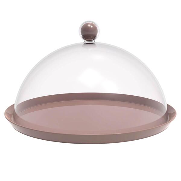 Porta Bolo Torta 25cm Bubble Com Cúpula Amêndoa Crippa Boleir