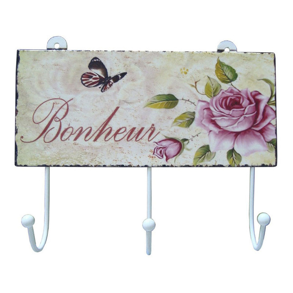 Porta Chave Com 3 Ganchos Pendurador De Parede Rosa Claro 20cm