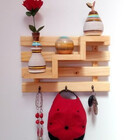 Porta Chaves Com 3 Ganchos E Prateleiras Decoracao - Pinus