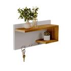 Porta Chaves De Parede Com 4 Ganchos Nero Branco E Freijó