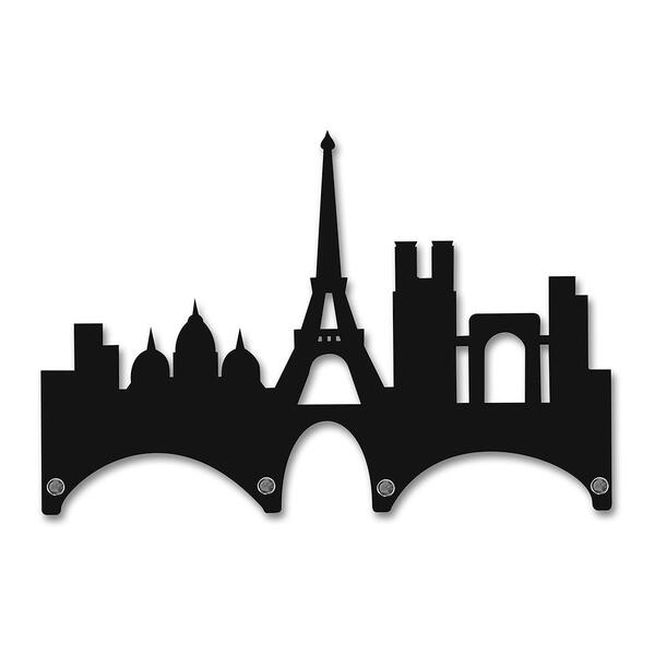 Porta Chaves De Parede Mdf 4 Pontas Paris Preto - Smartfix