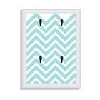 Porta Chaves Decorativo Estampado Luxo Listras Zig Zag Azul E