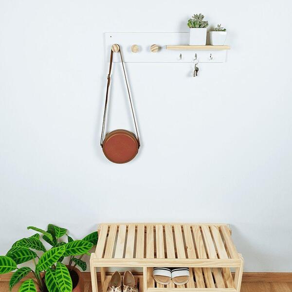 Porta Chaves E Cabideiro Maragogi 14a X 60l X 11p Em Pinus Br