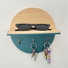 Porta Chaves Em Madeira Com Prateleira E Três Ganchos - Azul